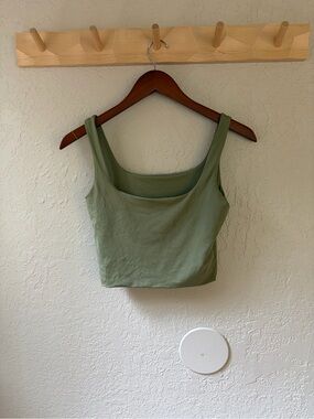 Women’s Sage Green Square Neck Crop Tank Top